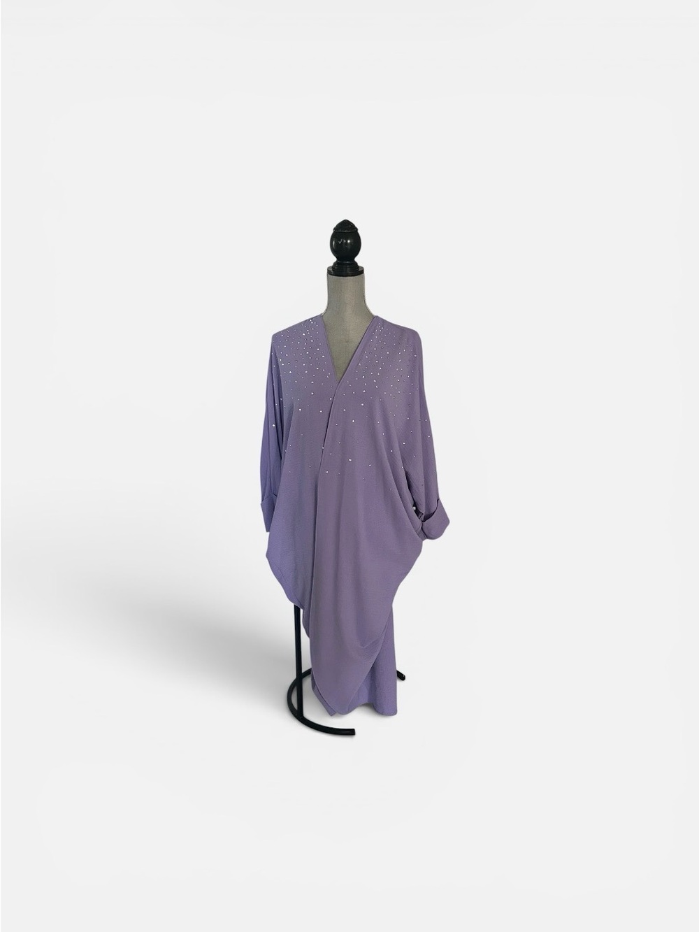 Lavender Crystal Embellished Abaya Jacket